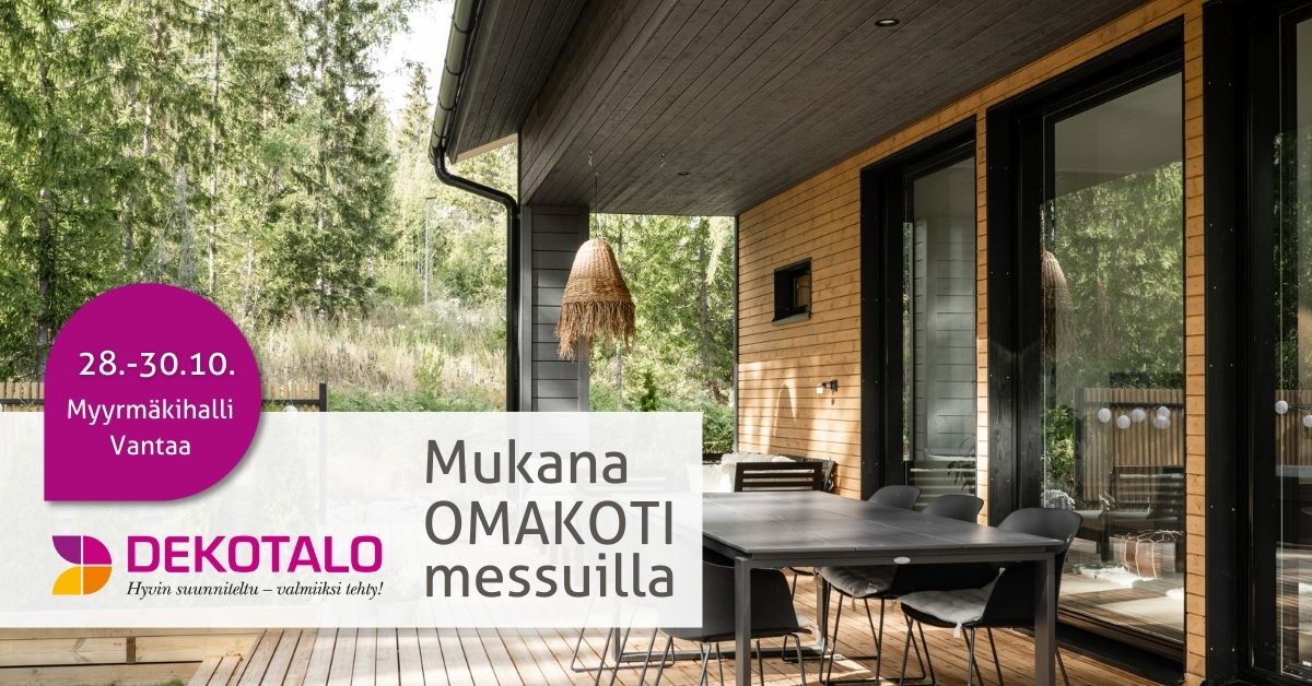 Dekotalo on mukana Omakoti messuilla Vantaan Myyrmäkihallissa 28.-30.10.2022